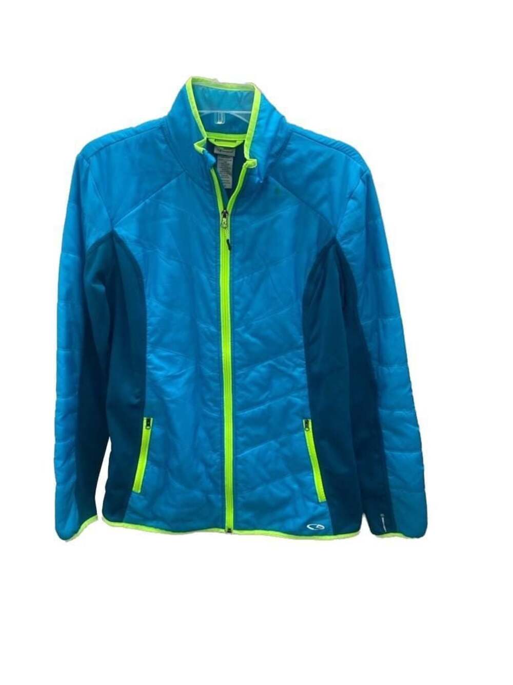 C9 by Champion Women's Blue & Neon Green Quilted Lightweight Jacket Size Large